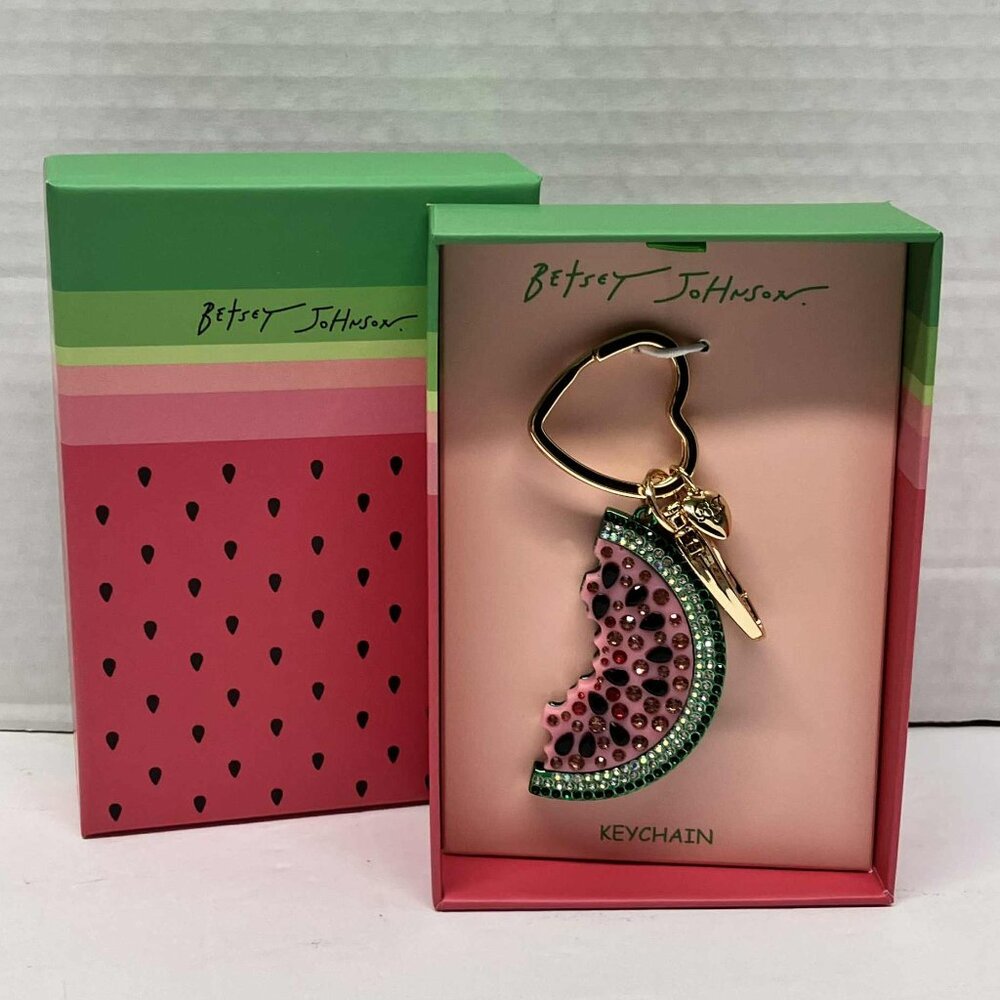 Betsey Johnson Backyard Watermelon Jeweled Key Fob Bag Charm